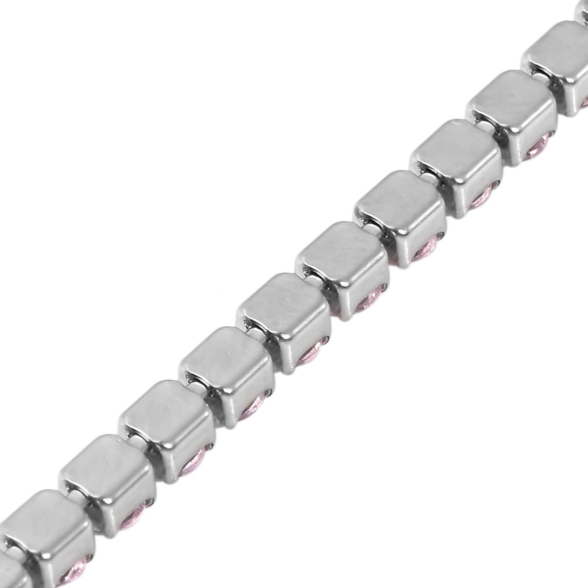 Simulated Pink Diamond Tennis Bracelet in Stainless Steel (6.50-8.50In) image number 4
