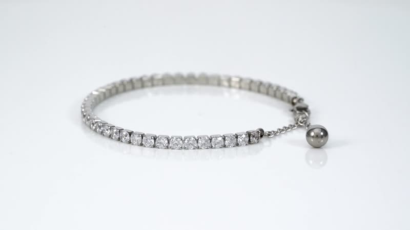 Simulated Diamond Tennis Bracelet in Stainless Steel (7.00 In)