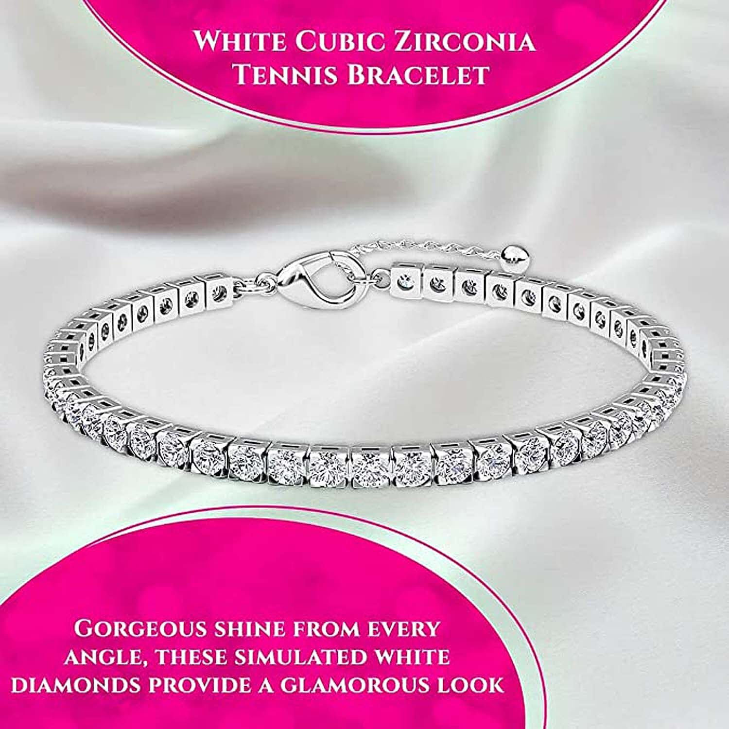Simulated Diamond Tennis Bracelet in Stainless Steel (7.0-9.50In) 1.20 ctw