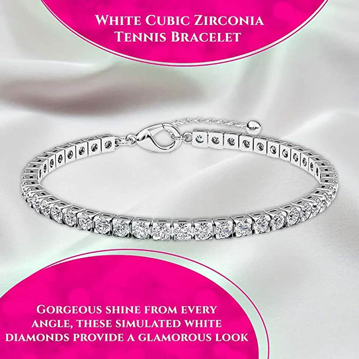 Simulated Diamond Tennis Bracelet in Stainless Steel (7.0-9.50In) 1.20 ctw image number 3