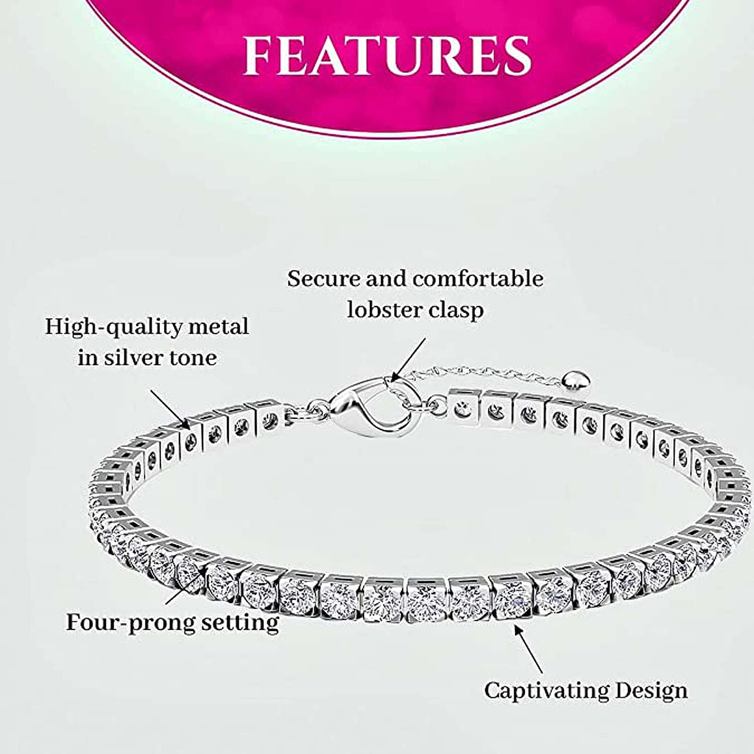 Simulated Diamond Tennis Bracelet in Stainless Steel (7.0-9.50In) 1.20 ctw