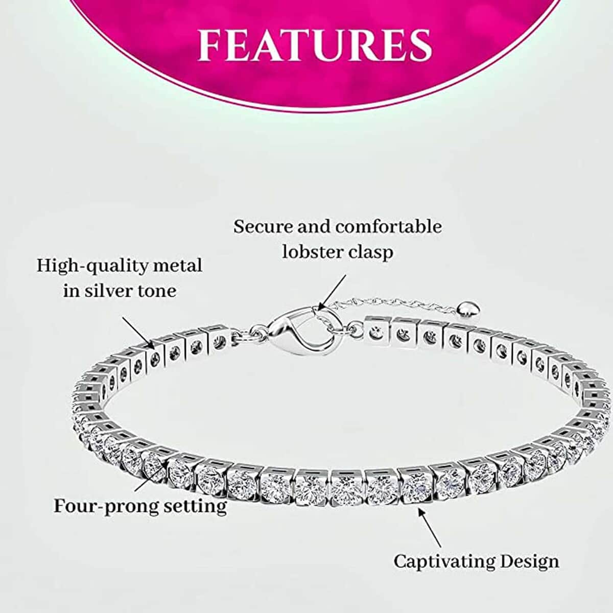 Simulated Diamond Tennis Bracelet in Stainless Steel (7.0-9.50In) 1.20 ctw image number 5