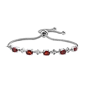 Karis Mozambique Garnet 2.75 ctw Bracelet in Platinum Bond Stainless Steel, Adjustable Bolo Bracelet
