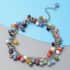 Multi Color Murano Style Beaded Charm Anklet 9-11 Inches in Stainless Steel image number 1
