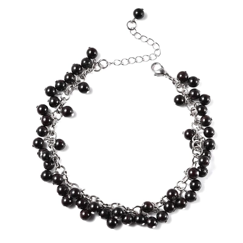 Mozambique Garnet Anklet in Stainless Steel (9 in) 75.00 ctw