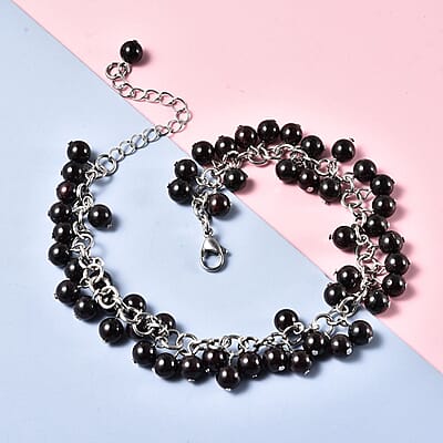 Mozambique Garnet Anklet in Stainless Steel (9 in) 75.00 ctw