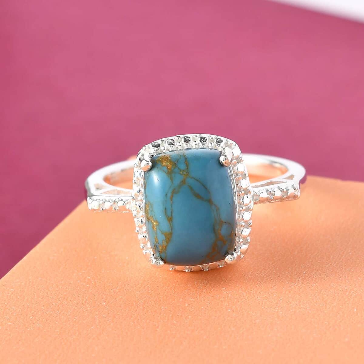 Mojave Blue Turquoise Solitaire Ring in Sterling Silver 3.10 ctw image number 2