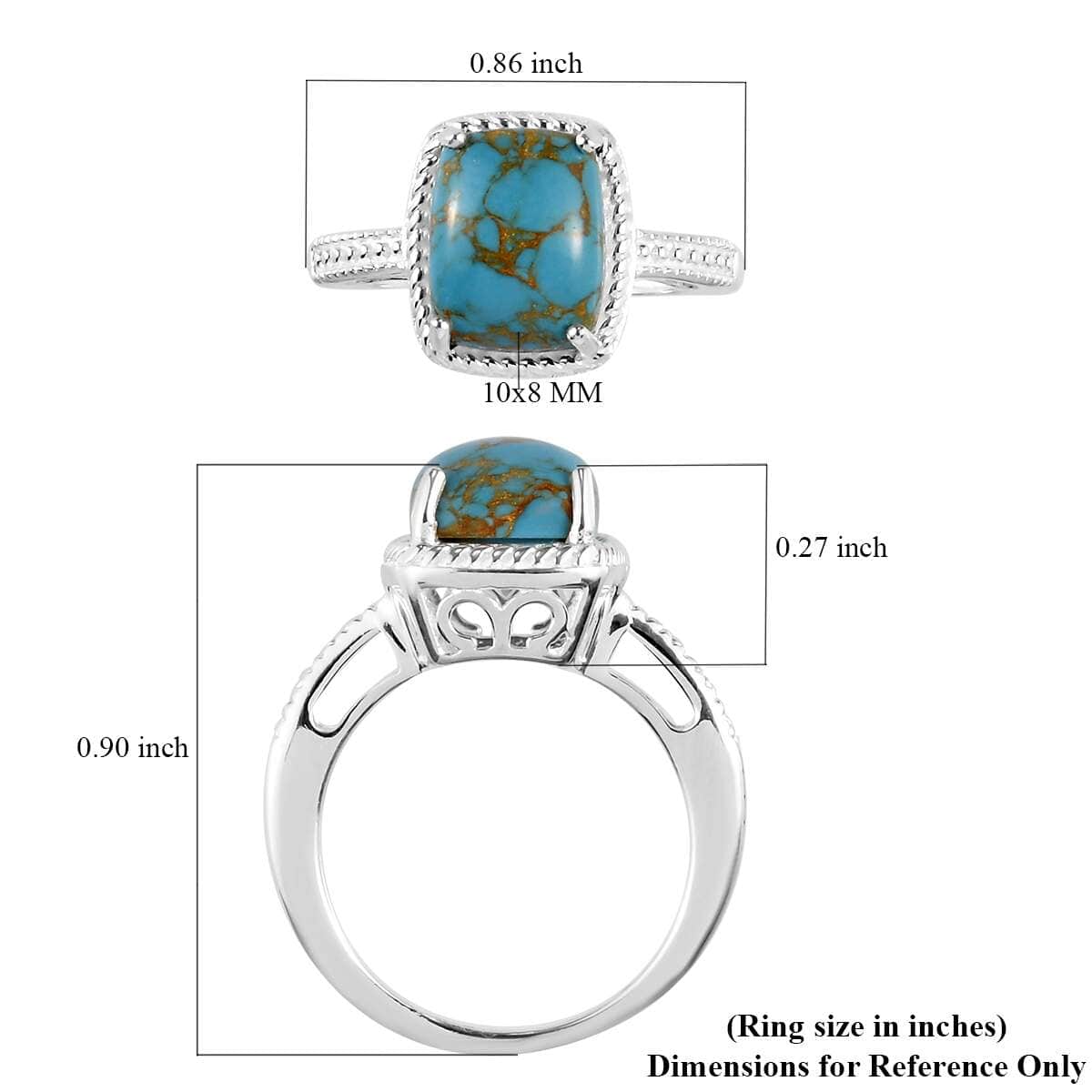 Mojave Blue Turquoise Solitaire Ring in Sterling Silver 3.10 ctw image number 7