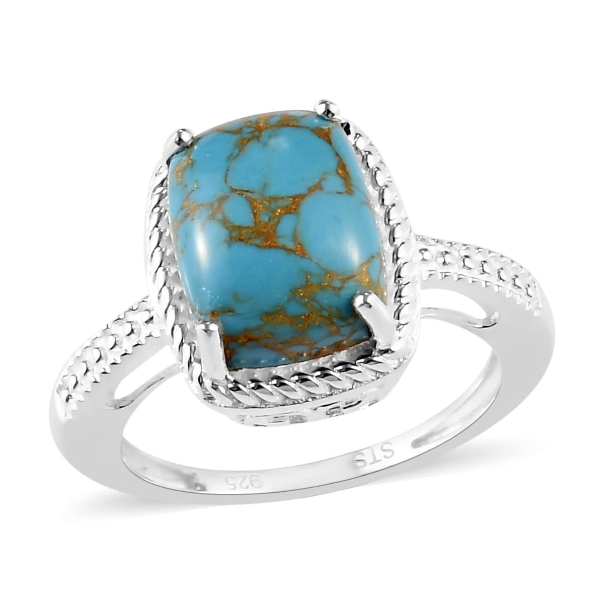 Mojave Blue Turquoise Solitaire Ring in Sterling Silver (Size 6.0) 3.10 ctw image number 0