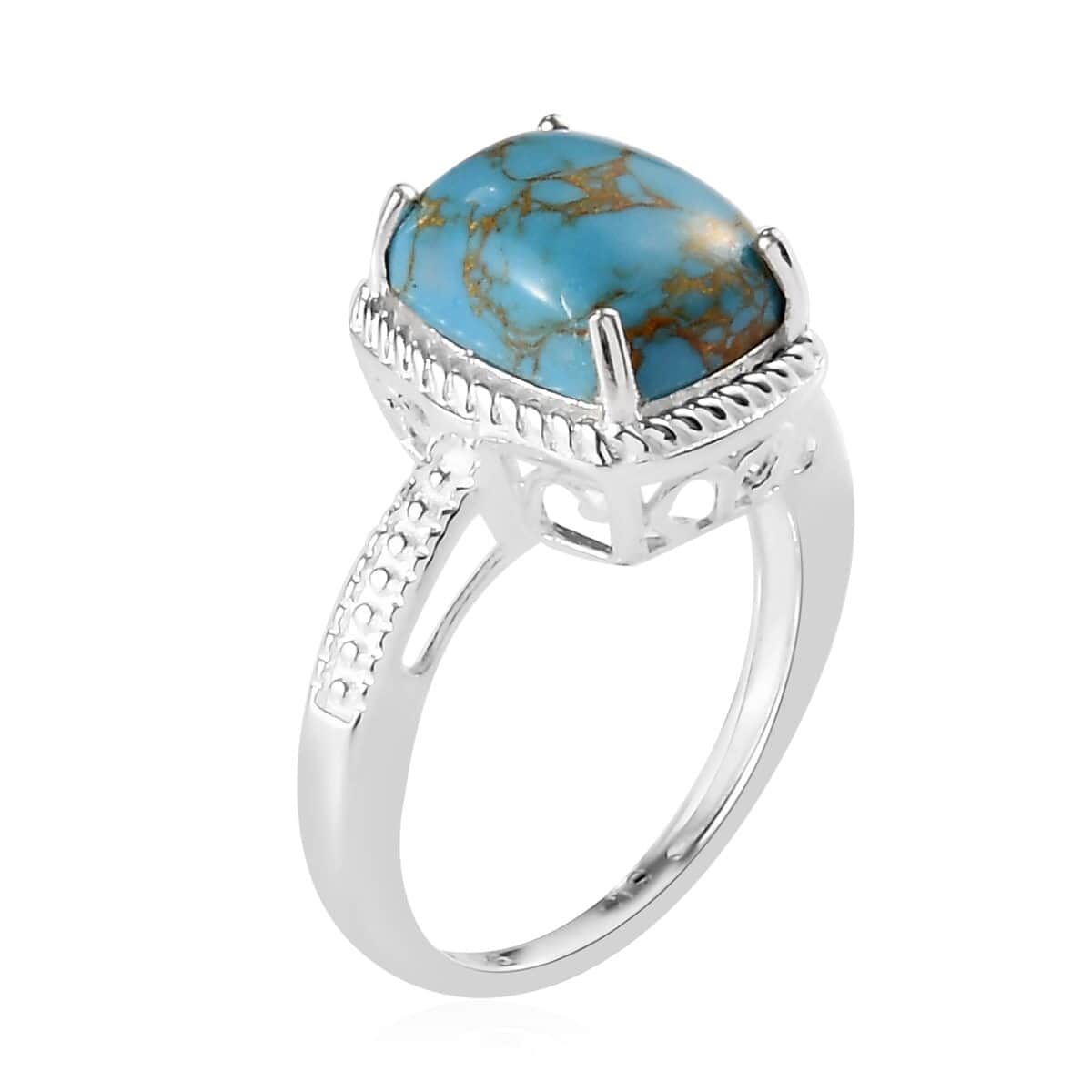 Mojave Blue Turquoise Solitaire Ring in Sterling Silver (Size 6.0) 3.10 ctw image number 5