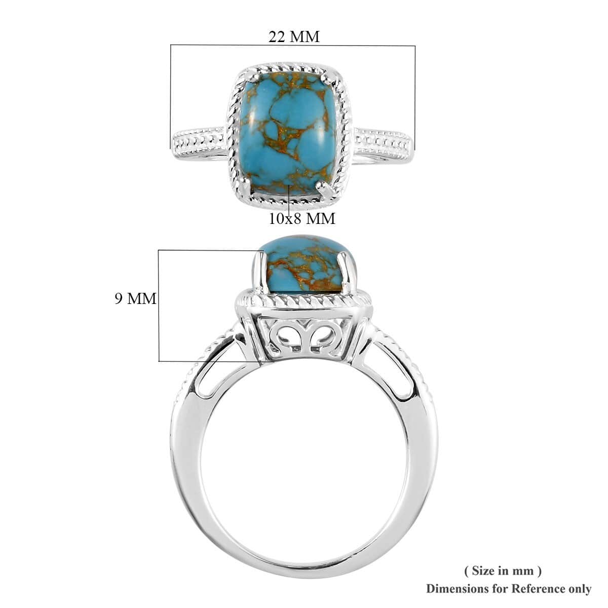 Mojave Blue Turquoise Solitaire Ring in Sterling Silver (Size 7.0) 3.15 ctw image number 5