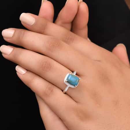 Mojave Blue Turquoise Solitaire Ring in Sterling Silver (Size 8.0) 3.50 ctw image number 4