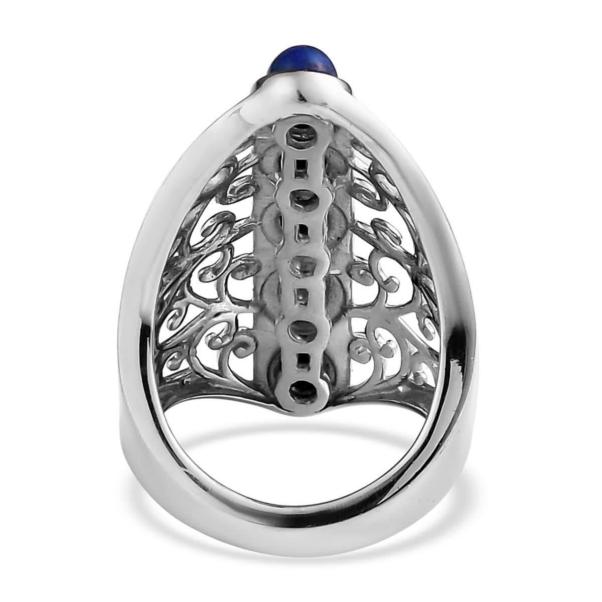 Karis Lapis Lazuli Openwork Elongated Ring in Platinum Bond (Size 6.0) 3.25 ctw image number 6