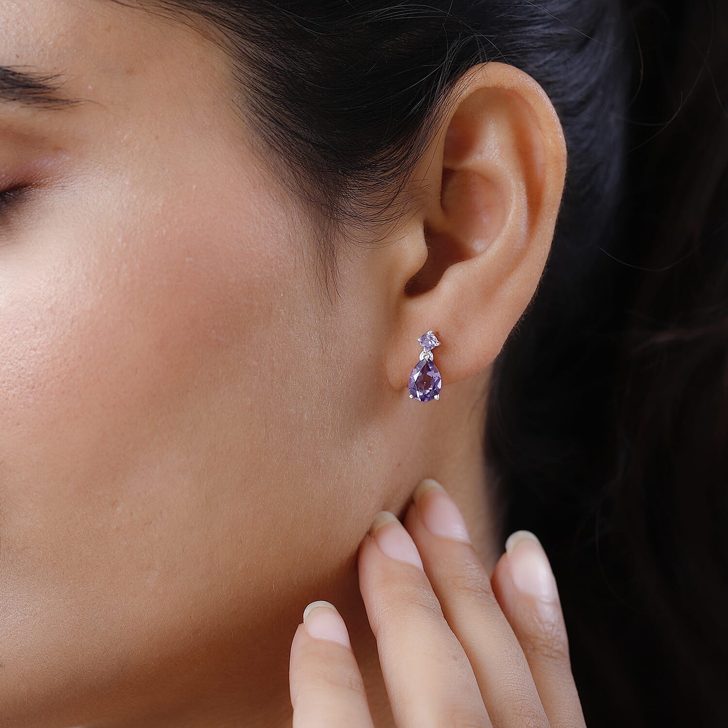 D'Joy Bolivian Amethyst Dangle Earrings in Sterling Silver 2.25 ctw