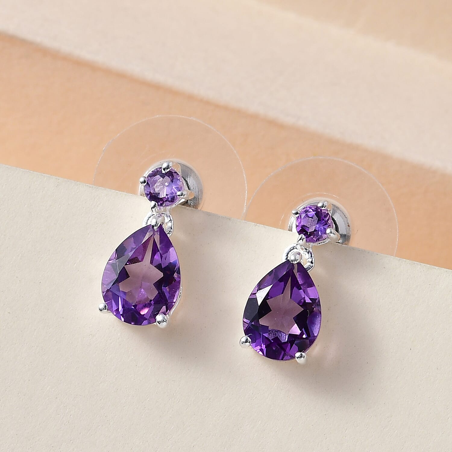 D'Joy Bolivian Amethyst Dangle Earrings in Sterling Silver 2.25 ctw