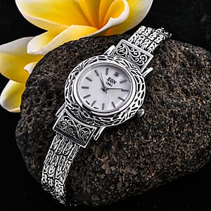 Eon 1962 Multi-Row Borobudur Bracelet Watch for Women, Sterling Silver, Swiss Movement Watch, Ladies Bracelet Watch (8.00 In)