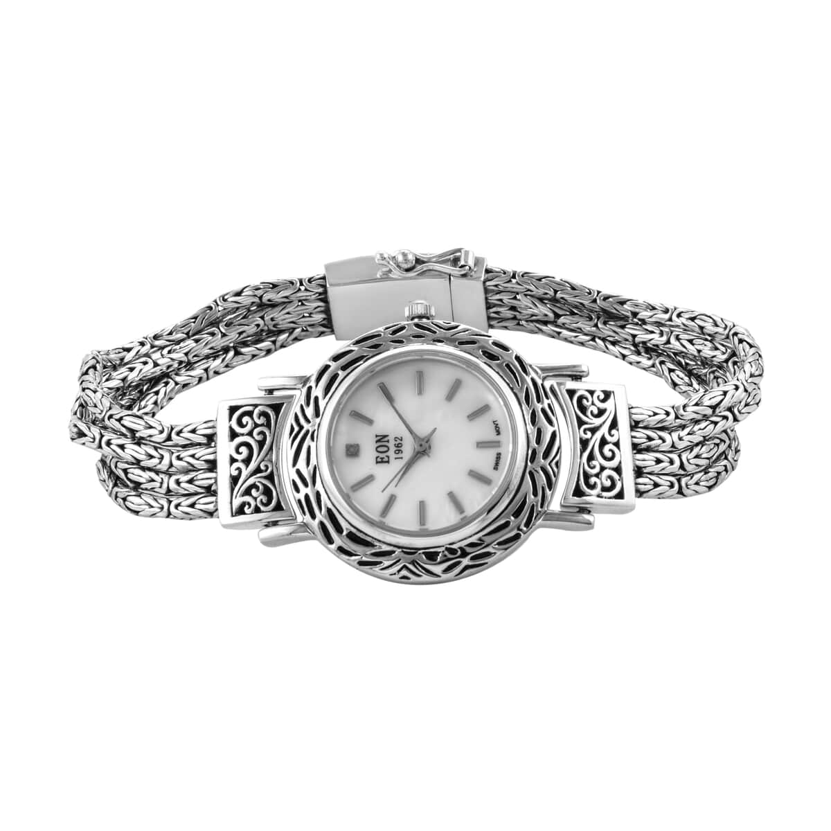 Eon 1962 Multi-Row Borobudur Bracelet Watch for Women, Sterling Silver, Swiss Movement Watch, Ladies Bracelet Watch (8.00 In) image number 3
