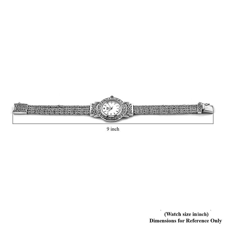 Eon 1962 Multi-Row Borobudur Bracelet Watch for Women, Sterling Silver, Swiss Movement Watch, Ladies Bracelet Watch (8.00 In)