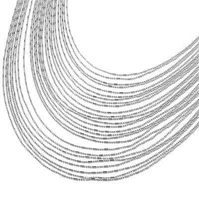 Multi-Row Waterfall Bib Necklace 18 Inches in Silvertone