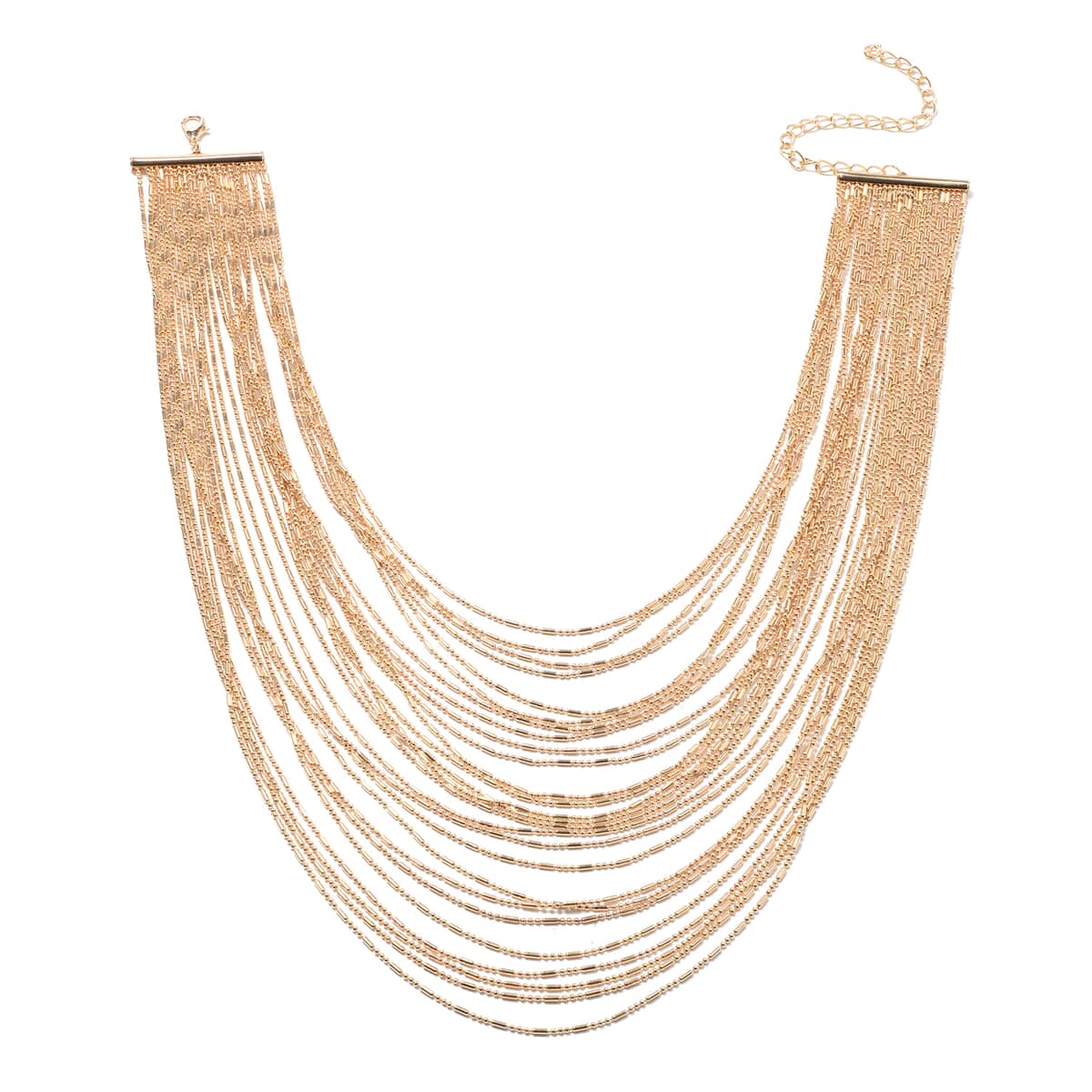 Multi-Row Waterfall Bib Necklace 18 Inches in Goldtone image number 0