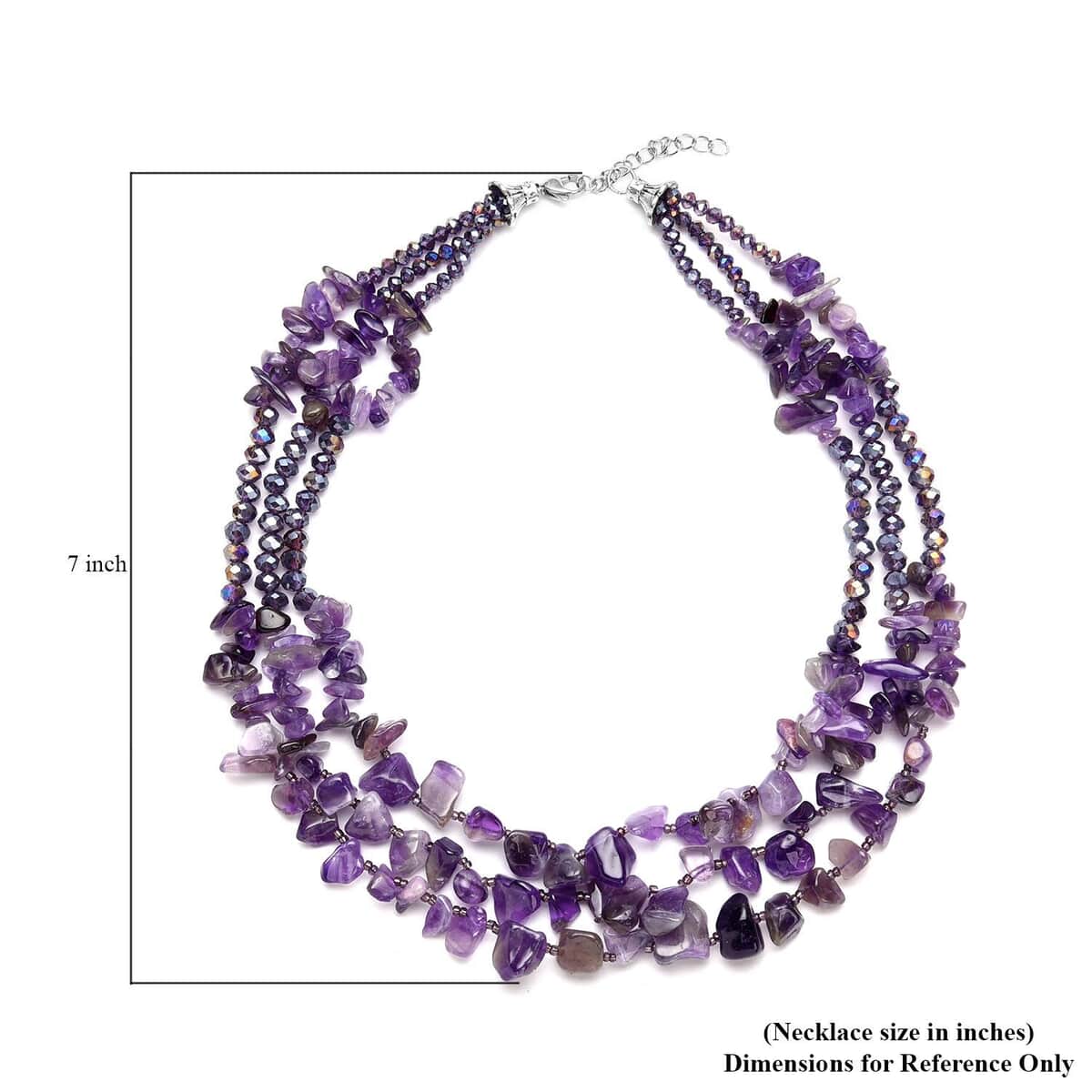 Amethyst Drape Necklace (18 Inches) in Black Oxidized Silvertone 451.00 ctw image number 4