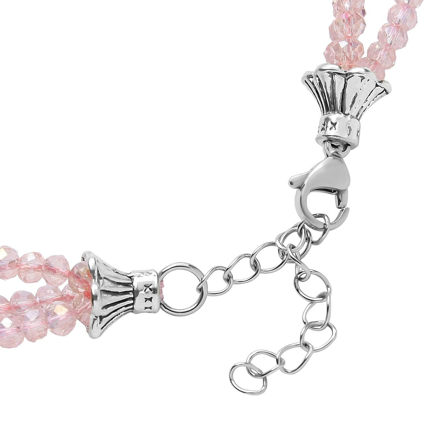 Galilea Rose Quartz Multi Strand Necklace in Black Oxidized Silvertone, Amethyst Bead Necklace, Beaded Jewelry For Women 18-20 Inches 468.00 ctw
