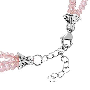 Galilea Rose Quartz Multi Strand Necklace in Black Oxidized Silvertone, Amethyst Bead Necklace, Beaded Jewelry For Women 18-20 Inches 468.00 ctw