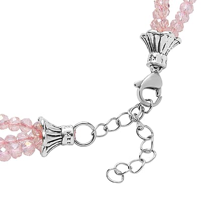 Galilea Rose Quartz Multi Strand Necklace in Black Oxidized Silvertone, Amethyst Bead Necklace, Beaded Jewelry For Women 18-20 Inches 468.00 ctw