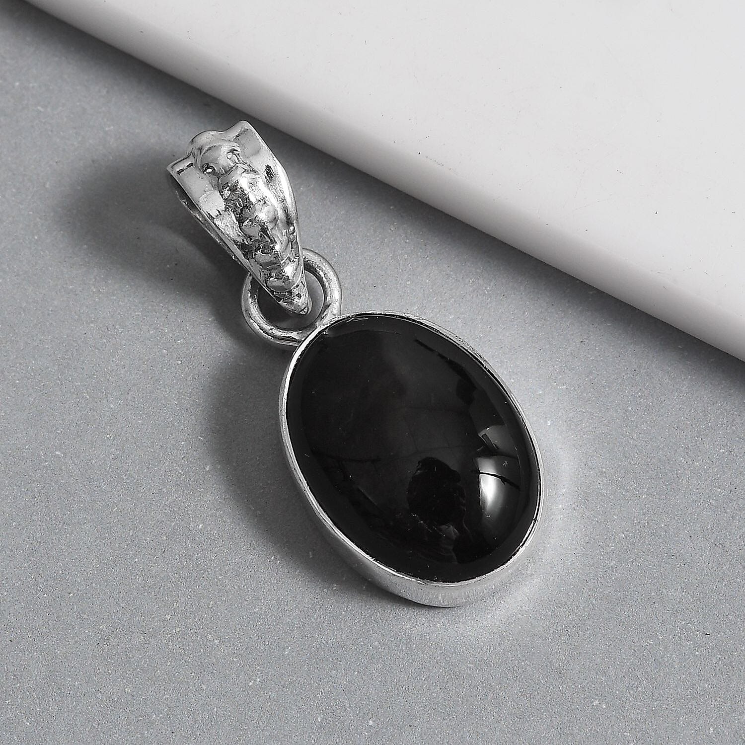 Artisan Crafted Mexican Velvet Obsidian Pendant in Sterling Silver 4.25 ctw