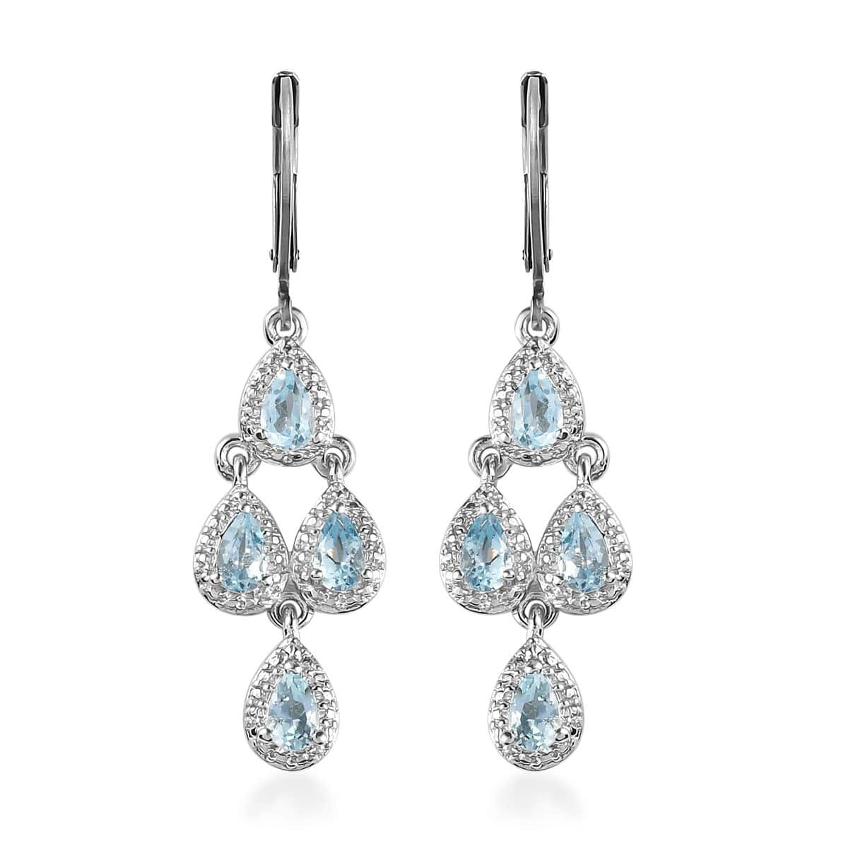 KARIS Sky Blue Topaz Lever Back Earrings in Platinum Bond and Stainless Steel 1.85 ctw image number 0