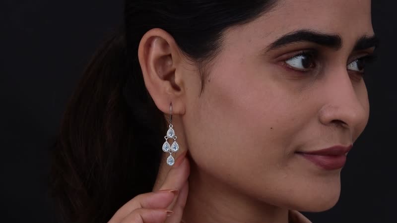 KARIS Sky Blue Topaz Lever Back Earrings in Platinum Bond and Stainless Steel 1.85 ctw