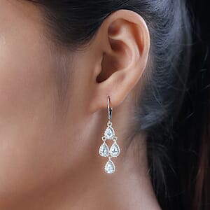 EverTrue Sky Blue Topaz Earrings in Platinum Bond Stainless Steel, Lever Back Earrings, Drop Earrings For Women 2.00 ctw