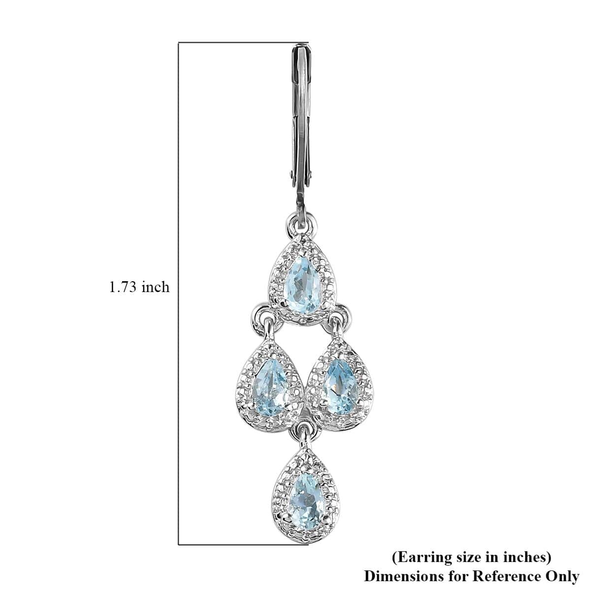 KARIS Sky Blue Topaz Lever Back Earrings in Platinum Bond and Stainless Steel 1.85 ctw image number 7