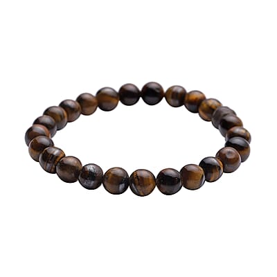 Tiger's Eye 281.50 ctw Beaded Stretch Bracelet, Earrings and Necklace Set in Sterling Silver (18.00 In)
