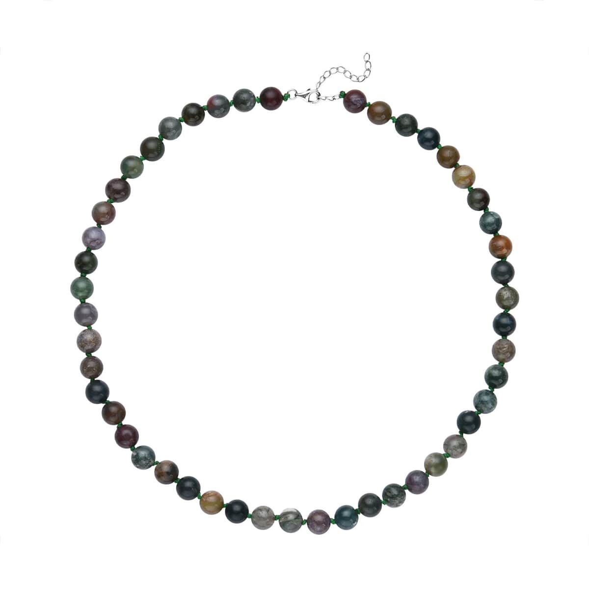 Indian Agate Round Beaded Necklace 18-20 Inches in Sterling Silver 175.50 ctw image number 0