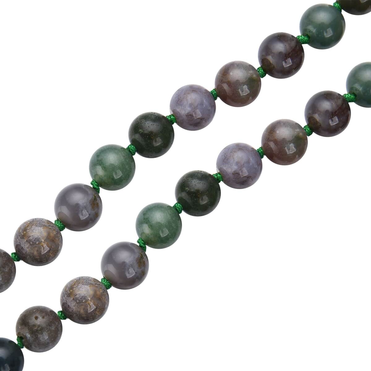 Indian Agate Round Beaded Necklace 18-20 Inches in Sterling Silver 175.50 ctw image number 2