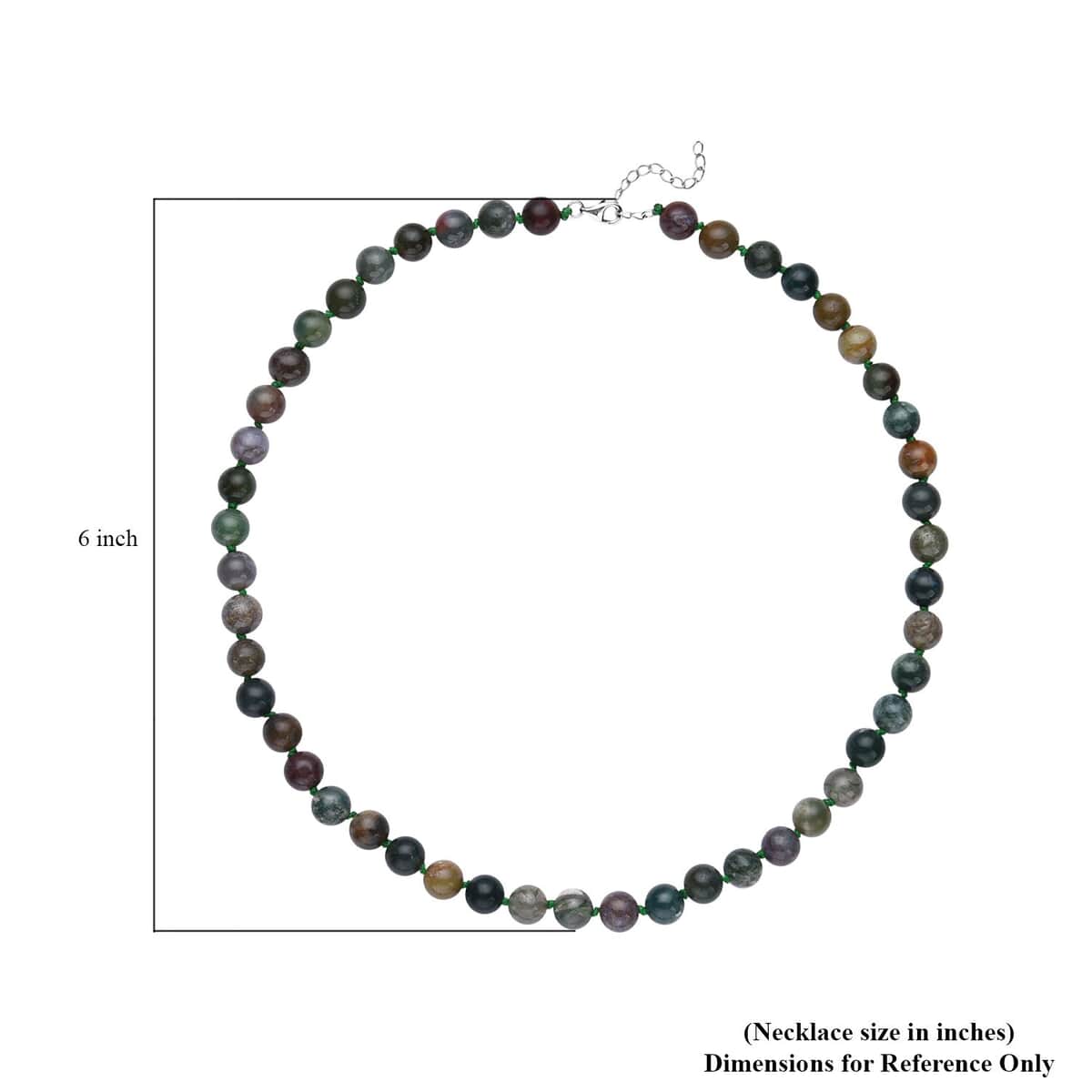 Indian Agate Round Beaded Necklace 18-20 Inches in Sterling Silver 175.50 ctw image number 3