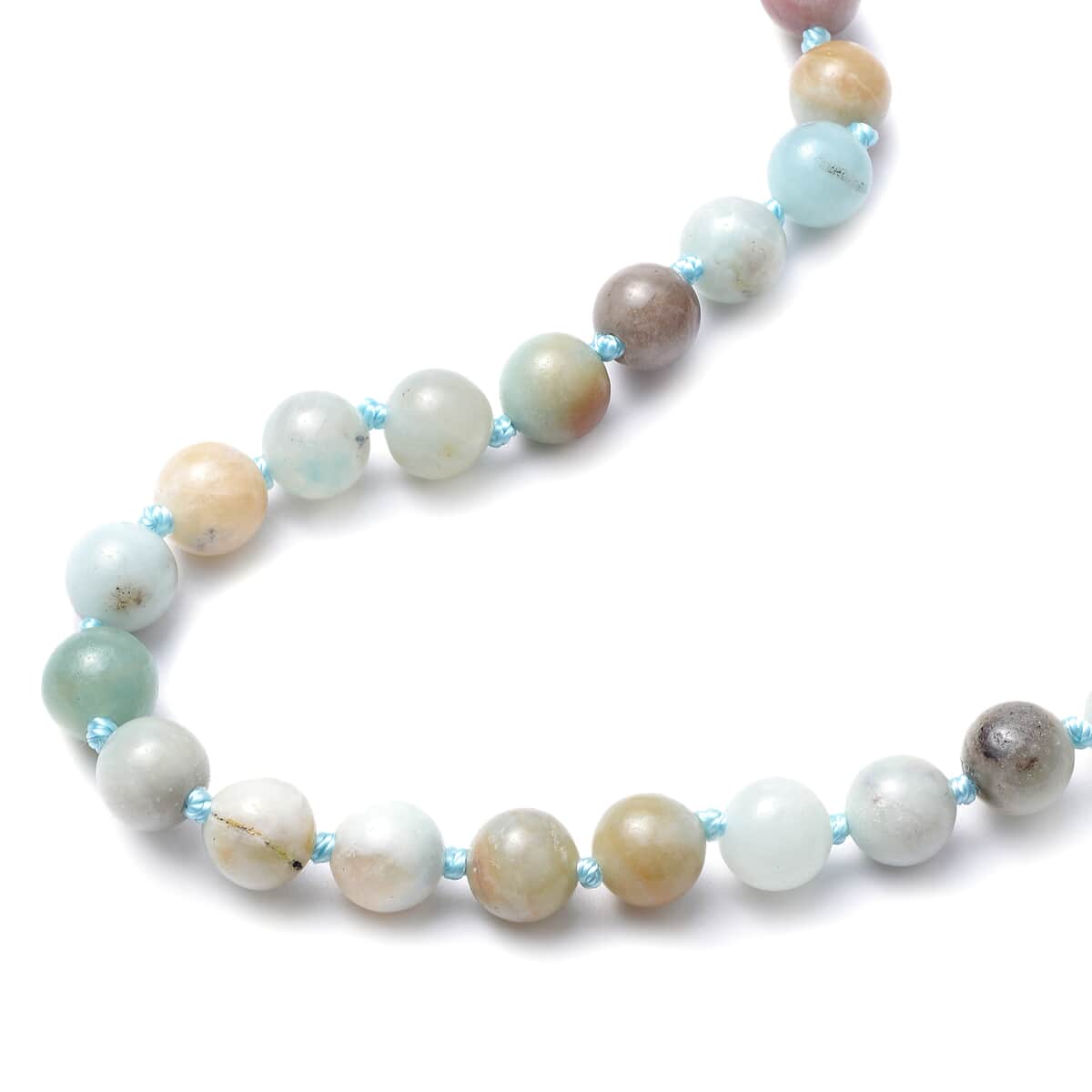 Amazonite Round Beaded Necklace 18-20 Inches in Sterling Silver 188.00 ctw image number 2