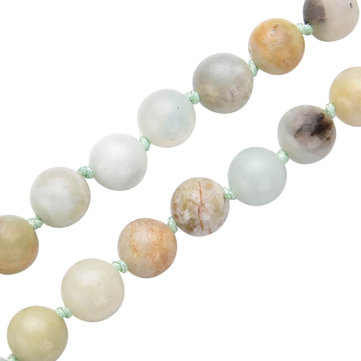Amazonite Round Beaded Necklace 18-20 Inches in Sterling Silver 188.00 ctw image number 3