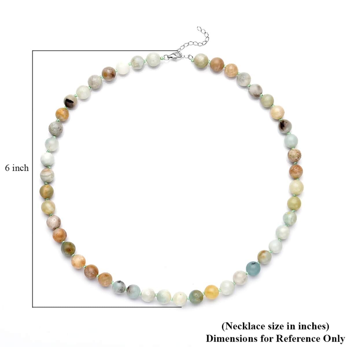 Amazonite Round Beaded Necklace 18-20 Inches in Sterling Silver 188.00 ctw image number 4