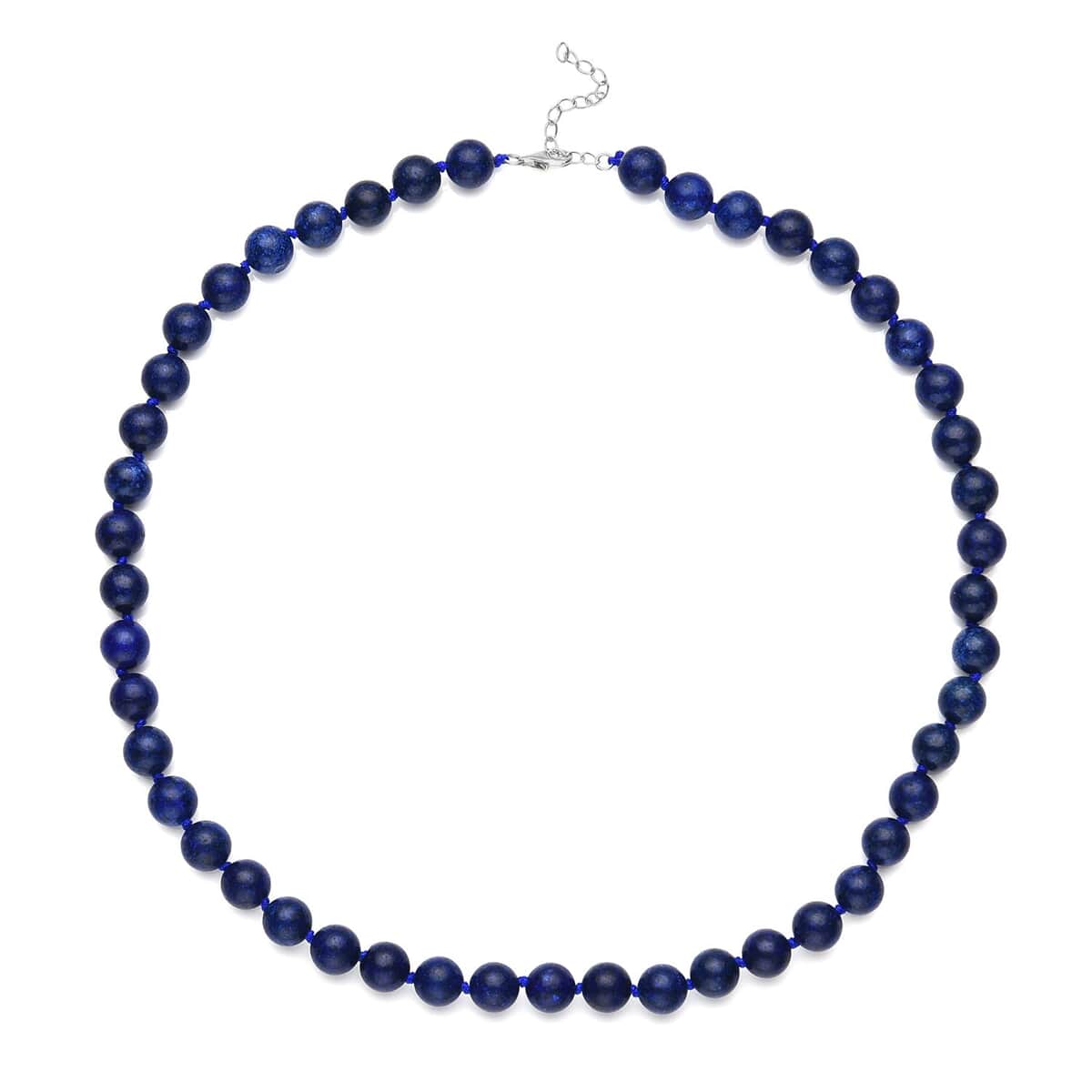 Lapis Lazuli Round Beaded Necklace 18-20 Inches in Sterling Silver 174.00 ctw image number 0