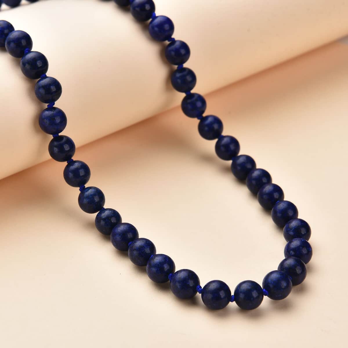Lapis Lazuli Round Beaded Necklace 18-20 Inches in Sterling Silver 174.00 ctw image number 1