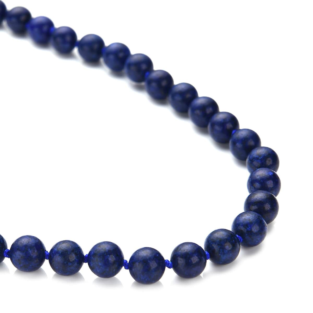 Lapis Lazuli Round Beaded Necklace 18-20 Inches in Sterling Silver 174.00 ctw image number 2