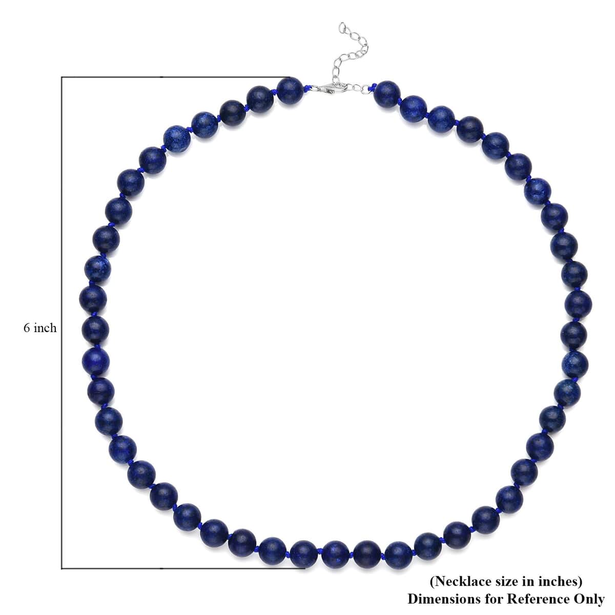 Lapis Lazuli Round Beaded Necklace 18-20 Inches in Sterling Silver 174.00 ctw image number 4