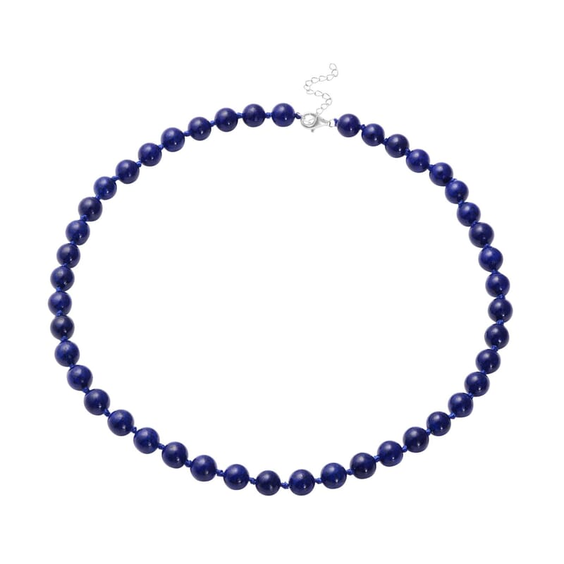 Lapis Lazuli 277.00 ctw Beaded Stretch Bracelet, Earrings and Necklace Set in Sterling Silver (18.00 In)