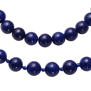 Lapis Lazuli 277.00 ctw Beaded Stretch Bracelet, Earrings and Necklace Set in Sterling Silver (18.00 In)