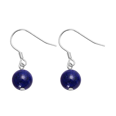 Lapis Lazuli 277.00 ctw Beaded Stretch Bracelet, Earrings and Necklace Set in Sterling Silver (18.00 In)