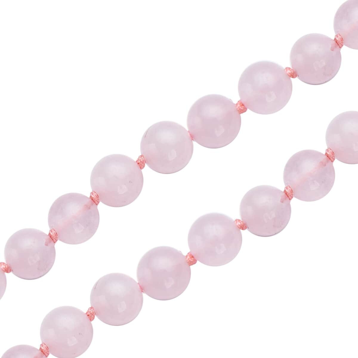 Galilea Rose Quartz Round Beaded Necklace 18-20 Inches in Sterling Silver 186.00 ctw image number 2