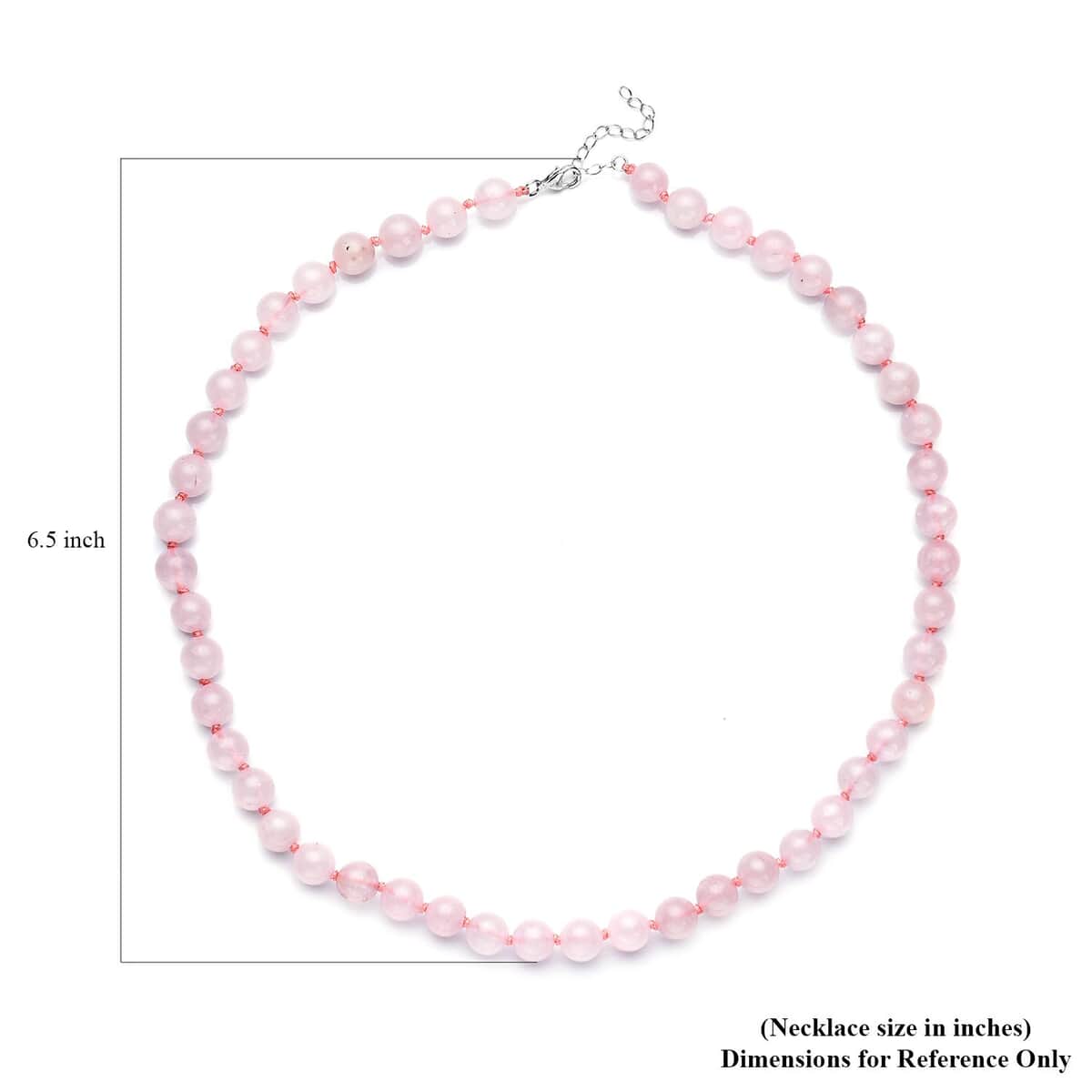 Galilea Rose Quartz Round Beaded Necklace 18-20 Inches in Sterling Silver 186.00 ctw image number 3
