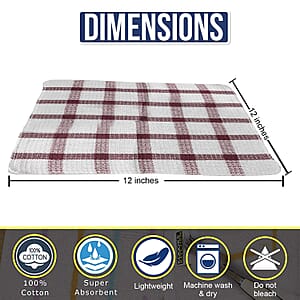 Set of 24 Red Wine Checkered Pattern Cotton Kitchen Towels Dish Cloth Scrubbing Towels Clothes Cleaning Rags Kitchen Essentials